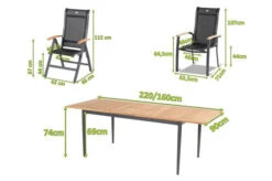 HARTMAN Silencio / Alice Sitzgruppe, Xerix/natur, Alu/Teak, 4x4 Textilen, 6 Dining Sessel, 2 Multipo, 160/220x90cm, FSC-Teak Armlehnen -Garden Ease Wohnen Verkaufe 23221 5.jpg