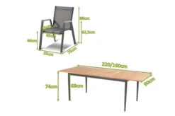 HARTMAN Silencio / Aruba Sitzgruppe, Xerix/natur, Alu/Teak, 4 Dining Sessel, 160/220x90cm, FSC-Teak Armlehnen -Garden Ease Wohnen Verkaufe 23224 mass.jpg
