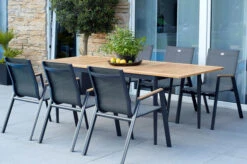 HARTMAN Silencio / Aruba Sitzgruppe, Xerix/natur, Alu/Teak, 4 Dining Sessel, 160/220x90cm, FSC-Teak Armlehnen -Garden Ease Wohnen Verkaufe 23225 1.jpg