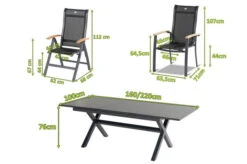 HARTMAN Xanadu / Alice Sitzgruppe, Xerix/natur, Alu/Teak/Glaskeramik, 4x4 Textilen, 4 Dining Sessel, 2 Multipo, 160/220x100cm, FSC-Teak Armlehnen -Garden Ease Wohnen Verkaufe 23250 5.jpg