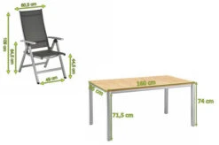 KETTLER Granada/Easy Sitzgruppe, Silber/anthrazit, Alu/Textilene, Teaktisch 160x95 Cm,4 Multipo, FSC-Teak Tischplatte -Garden Ease Wohnen Verkaufe 23385 5.jpg