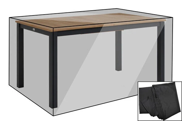 OUTFLEXX Premium Abdeckhaube Für Tische, Schwarz, Polyester, 155 X 92 X 72 Cm, Wasserbeständig, Integriertes Zugband 1 OUTFLEXX Premium Abdeckhaube Für Tische, Schwarz, Polyester, 155 X 92 X 72 Cm, Wasserbeständig, Integriertes Zugband