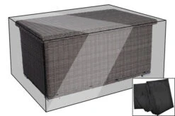 OUTFLEXX Premium Abdeckhaube Für Kissenbox, Schwarz, Z.B. 22290, 147 X 95 X 68 Cm, Wasserbeständig, Integriertes Zugband