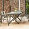 SIENA GARDEN Messina/Velia Dining Set, Anthrazit/grau, Alu/Ranotex®-Gewebe/Keramik, 200-260x100, Inkl. 8 Diningsessel