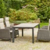 SIENA GARDEN Silva/Amira Dining Set, Anthrazit/grau, Alu/Gardino®-Geflecht/Keramik, 183 X 100cm, Inkl. 4 Diningsessel, Verstellbar
