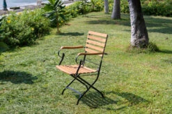 OUTFLEXX Sitzgruppe, Natur/schwarz, Stahl/FSC-Akazienholz, 120x80 Cm, 2 Klappstühle Mit Armlehnen, 2-Sitzer Bank, Pulverbeschichtet, Geölt -Garden Ease Wohnen Verkaufe 23885 02.jpg