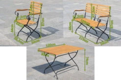 OUTFLEXX Sitzgruppe, Natur/schwarz, Stahl/FSC-Akazienholz, 120x80 Cm, 2 Klappstühle Mit Armlehnen, 2-Sitzer Bank, Pulverbeschichtet, Geölt -Garden Ease Wohnen Verkaufe 23885 05.jpg