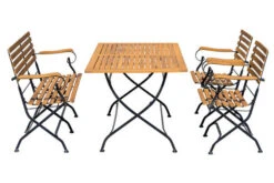 OUTFLEXX Sitzgruppe, Natur/schwarz, Stahl/FSC-Akazienholz, 120x80 Cm, 2 Klappstühle Mit Armlehnen, 2-Sitzer Bank, Pulverbeschichtet, Geölt -Garden Ease Wohnen Verkaufe 23885 14.jpg