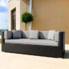 OUTFLEXX Dreisitzer-Sofa, Schwarz, Polyrattan, 210x85x70cm, Inkl. Polster + Wasserfeste Kissenbox