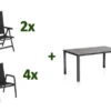 KETTLER Cubic/Basic Plus Padded Esstischgarnitur, Anthrazit, Alu/Kettalit/Textilene, 160x90 Cm, 4 Stapel/ 2 Multipos