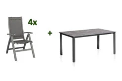 KETTLER Cubic/Altura Esstischgarnitur, Anthrazit, Alu/Kettalit/Textilene, 160x90 Cm, 4 Multipos