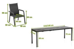 KETTLER Cubic/Basic Plus Esstischgarnitur, Anthrazit, Alu/HPL/Textilene, 140/210x70 Cm, 4 Stapelsessel -Garden Ease Wohnen Verkaufe 28832 05.jpg