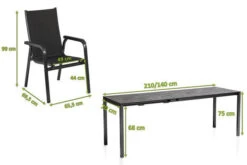 KETTLER Cubic/Basic Plus Padded Esstischgarnitur, Anthrazit, Alu/HPL/Textilene, 140/210x70 Cm, 4 Stapelsessel -Garden Ease Wohnen Verkaufe 28840 05.jpg