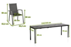 KETTLER Cubic/Altura Esstischgarnitur, Anthrazit, Alu/HPL/Textilene, 140/210x70 Cm, 8 Stapelsessel -Garden Ease Wohnen Verkaufe 28850 05.jpg