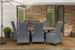 OUTFLEXX Malaga Sitzgruppe, Natur/anthrazit/flanelle, FSC-Teak/Edelstahl/Alu/Sunbrella, 150/200x90cm, 8 Sessel, Plattenstärke 20mm, Verstellbare Rückenlehne -Garden Ease Wohnen Verkaufe 28873 CGI 02.jpg