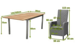 OUTFLEXX Malaga Sitzgruppe, Natur/anthrazit/flanelle, FSC-Teak/Edelstahl/Alu/Sunbrella, 150/200x90cm, 8 Sessel, Plattenstärke 20mm, Verstellbare Rückenlehne -Garden Ease Wohnen Verkaufe 28873 05.jpg