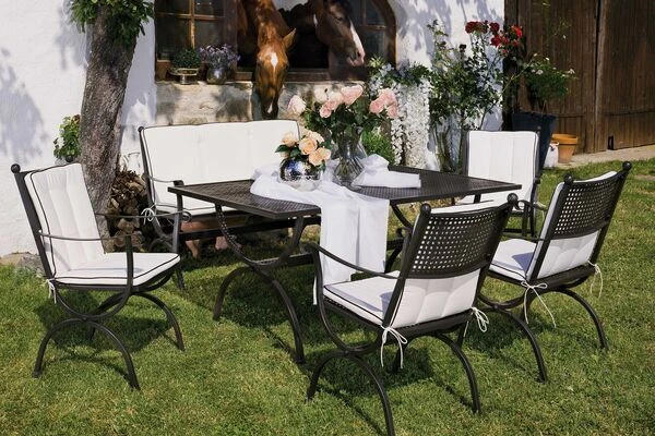 MBM Sitz- Und Rückenkissen In Natur/Beige Mit Schwarzem Keder Für 2-Sitzer Bank Romeo 2 MBM Sitz- Und Rückenkissen In Natur/Beige Mit Schwarzem Keder Für 2-Sitzer Bank Romeo – Bild 2