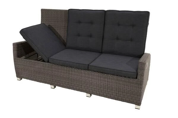 Ploß Rocking Comfort Dining / Lounge 3-Sitzer Sofa, Grau/braun-meliert, Polyrattan, 210x85x112 Cm, Verstellbar 2 Ploß Rocking Comfort Dining / Lounge 3-Sitzer Sofa, Grau/braun-meliert, Polyrattan, 210x85x112 Cm, Verstellbar – Bild 2