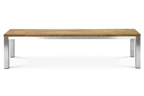 OUTFLEXX Gartenbank, Edelstahl/recyceltes FSC®-Teak, 160x40x45cm, Rustikal Gebürstet 2 OUTFLEXX Gartenbank, Edelstahl/recyceltes FSC®-Teak, 160x40x45cm, Rustikal Gebürstet – Bild 2