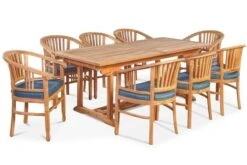 OUTFLEXX Esstischgarnitur, Teakholz, Ausziehtisch 195/295 X 90 Cm, 8 Armlehnensessel, Inkl. Polster -Garden Ease Wohnen Verkaufe 2 19368.jpg