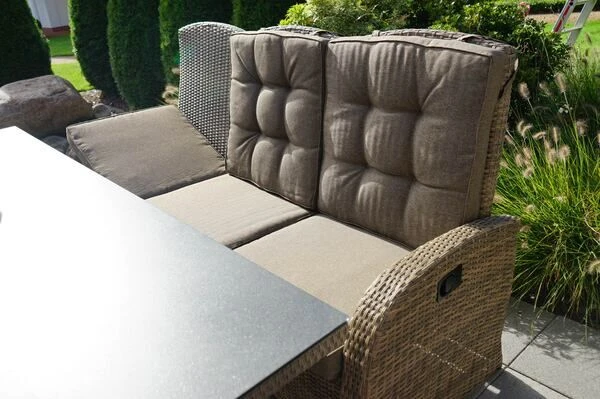 Ploß Rabida Comfort Dining / Lounge 3-Sitzer Sofa, Champagner-meliert, Polyrattan, 210x85x112 Cm, Verstellbar 2 Ploß Rabida Comfort Dining / Lounge 3-Sitzer Sofa, Champagner-meliert, Polyrattan, 210x85x112 Cm, Verstellbar – Bild 2