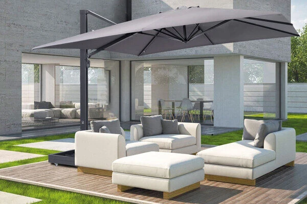 OUTFLEXX Ultimate L Ampelschirm, Anthrazit/grau, Alu/Spuncrylic®, 400x400cm, Inkl. Befüllbarem Schirmständer 2 OUTFLEXX Ultimate L Ampelschirm, Anthrazit/grau, Alu/Spuncrylic®, 400x400cm, Inkl. Befüllbarem Schirmständer – Bild 2