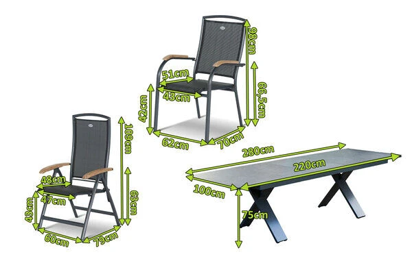 HARTMAN Sondermodell Xanadu / Raffaelo Sitzgruppe, Xerix/anthrazit, Alu/Glaskeramik, 2 Stapelsessel, 6 Multipos, 220/280x100cm 2 HARTMAN Sondermodell Xanadu / Raffaelo Sitzgruppe, Xerix/anthrazit, Alu/Glaskeramik, 2 Stapelsessel, 6 Multipos, 220/280x100cm – Bild 2