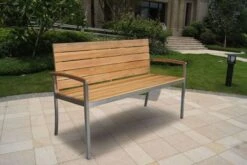 OUTFLEXX Gartenbank, FSC-Teakholz/Edelstahl, 2-Sitzer, 130x55x80cm -Garden Ease Wohnen Verkaufe 3 13537.jpg
