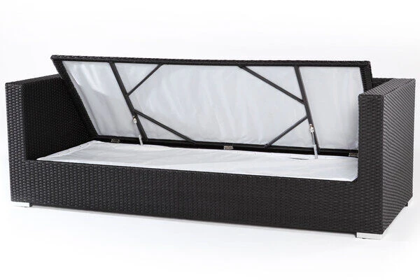 OUTFLEXX Dreisitzer-Sofa, Schwarz, Polyrattan, 210x85x70cm, Inkl. Polster + Wasserfeste Kissenbox 8 OUTFLEXX Dreisitzer-Sofa, Schwarz, Polyrattan, 210x85x70cm, Inkl. Polster + Wasserfeste Kissenbox – Bild 8