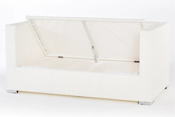 OUTFLEXX 2-Sitzer Sofa, Weiß, Polyrattan, 152x85x70cm, Inkl. Polster, Wasserfeste Kissenbox 3 OUTFLEXX 2-Sitzer Sofa, Weiß, Polyrattan, 152x85x70cm, Inkl. Polster, Wasserfeste Kissenbox – Bild 3