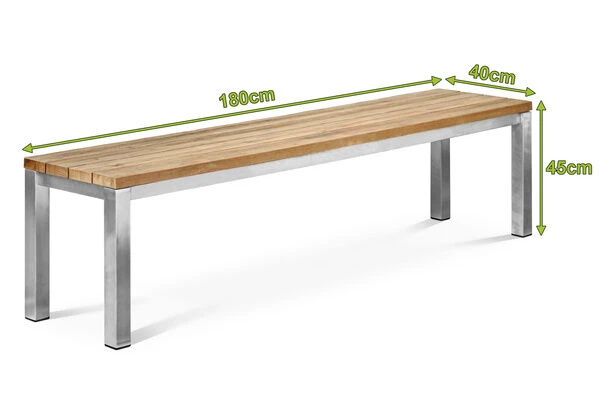 OUTFLEXX Gartenbank, Edelstahl/recyceltes FSC®-Teak, 180x40x45cm, Rustikal Gebürstet 5 OUTFLEXX Gartenbank, Edelstahl/recyceltes FSC®-Teak, 180x40x45cm, Rustikal Gebürstet – Bild 5