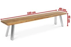 OUTFLEXX Gartenbank, Edelstahl/recyceltes FSC®-Teak, 220x40x45xm, A-Gestell, Rustikal Gebürstet -Garden Ease Wohnen Verkaufe 4 18324.jpg