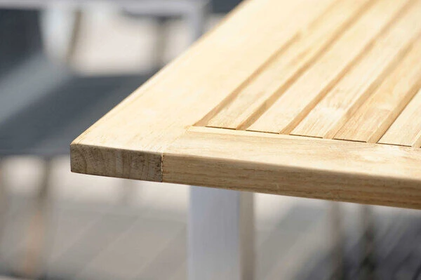 STERN Cardiff Esstischgarnitur, Silber/taupe, Edelstahl/Textilen/FSC-Teakholz, 162/220 X 90 Cm, 6 Multipos, Butterfly-Auszug 4 STERN Cardiff Esstischgarnitur, Silber/taupe, Edelstahl/Textilen/FSC-Teakholz, 162/220 X 90 Cm, 6 Multipos, Butterfly-Auszug – Bild 4