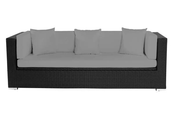 OUTFLEXX Dreisitzer-Sofa, Schwarz, Polyrattan, 210x85x70cm, Inkl. Polster + Wasserfeste Kissenbox 3 OUTFLEXX Dreisitzer-Sofa, Schwarz, Polyrattan, 210x85x70cm, Inkl. Polster + Wasserfeste Kissenbox – Bild 3