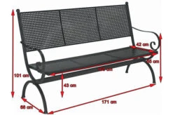 MBM Bank Romeo, Marone, Schmiedeeisen Verzinkt, Pulverbeschichtet, 3-Sitzer, 171x101x68 Cm -Garden Ease Wohnen Verkaufe 5 10896.jpg