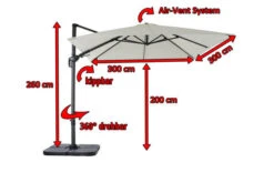 OUTFLEXX Ampelschirm, Creme, Pulverbesch. Aluminium, 300x300 Cm, Inkl. Plattenständer, Twist-Funktion -Garden Ease Wohnen Verkaufe 5 16108.jpg