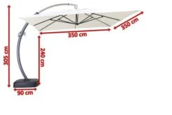 OUTFLEXX Luxus Ampelschirm, Anthrazit/creme, Edelstahl/Aluminium, 350x350cm, Inkl. Schirmständer Und Schutzhülle -Garden Ease Wohnen Verkaufe 5 18351.jpg