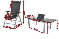 DOPPLER Expert Esstischgarnitur, Silber/schwarz, Alu/Textilene, 6 Multipositionssessel, 150-210x90cm -Garden Ease Wohnen Verkaufe 5 18957.jpg