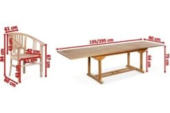 OUTFLEXX Esstischgarnitur, Teakholz, Ausziehtisch 195/295 X 90 Cm, 8 Armlehnensessel, Inkl. Polster -Garden Ease Wohnen Verkaufe 5 19368.jpg
