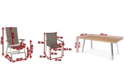 STERN Cardiff Set, Silber/taupe, Edelstahl/Teak, Tisch A-Gestell 200 X 100 Cm, 6 Stapel-, 2 Multipositionssessel -Garden Ease Wohnen Verkaufe 5 19714.jpg