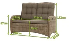 Ploß Rabida Comfort Dining / Lounge 2-Sitzer Sofa, Champagner-meliert, Polyrattan, 148x85x112 Cm, Verstellbar 23 Ploß Rabida Comfort Dining / Lounge 2-Sitzer Sofa, Champagner-meliert, Polyrattan, 148x85x112 Cm, Verstellbar -Garden Ease Wohnen Verkaufe 5 20163.jpg