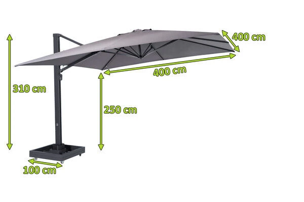 OUTFLEXX Ultimate L Ampelschirm, Anthrazit/grau, Alu/Spuncrylic®, 400x400cm, Inkl. Befüllbarem Schirmständer 5 OUTFLEXX Ultimate L Ampelschirm, Anthrazit/grau, Alu/Spuncrylic®, 400x400cm, Inkl. Befüllbarem Schirmständer – Bild 5