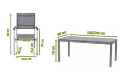 KETTLER Friends Esstischgarnitur, Silber/anthrazit, Alu/Textilene, Tisch 180/240 X 90 Cm, 8 Stapelsessel -Garden Ease Wohnen Verkaufe 5 21553.jpg