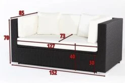 OUTFLEXX 2-Sitzer Sofa, Schwarz, Polyrattan 152x85x70cm, Inkl. Polster Und Wasserfeste Kissenbox 9 OUTFLEXX 2-Sitzer Sofa, Schwarz, Polyrattan 152x85x70cm, Inkl. Polster Und Wasserfeste Kissenbox -Garden Ease Wohnen Verkaufe 5 2392 2 BOX.jpg