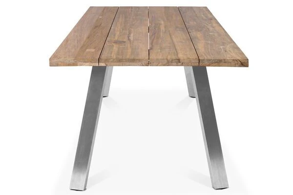 STERN Cardiff Esstischgruppe, Silber/taupe, Edelstahl/Teak, Tisch A-Gestell 200 X 100 Cm, 6 Multipositionssessel 6 STERN Cardiff Esstischgruppe, Silber/taupe, Edelstahl/Teak, Tisch A-Gestell 200 X 100 Cm, 6 Multipositionssessel – Bild 6