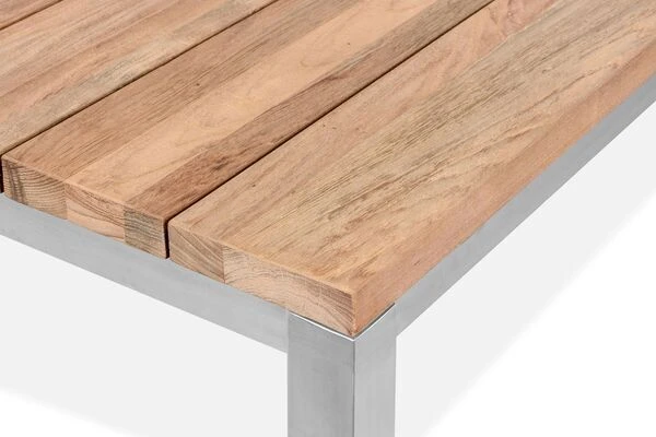 STERN Cardiff Esstischgruppe, Silber/taupe, Edelstahl/Teak, Tisch 200 X 100 Cm, 6 Stapel-, 2 Multipositionssessel 8 STERN Cardiff Esstischgruppe, Silber/taupe, Edelstahl/Teak, Tisch 200 X 100 Cm, 6 Stapel-, 2 Multipositionssessel – Bild 8