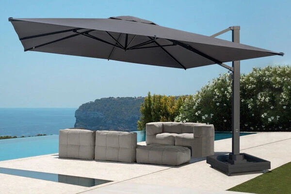 OUTFLEXX Ultimate XL Ampelschirm, Anthrazit/grau, Alu/Spuncrylic®, 450x450cm, Inkl. Befüllbarem Schirmständer 8 OUTFLEXX Ultimate XL Ampelschirm, Anthrazit/grau, Alu/Spuncrylic®, 450x450cm, Inkl. Befüllbarem Schirmständer – Bild 8