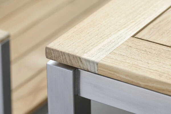 STERN Cardiff Esstischgarnitur, Silber/taupe, Edelstahl/Textilen/FSC-Teakholz, 162/220 X 90 Cm, 6 Multipos, Butterfly-Auszug 8 STERN Cardiff Esstischgarnitur, Silber/taupe, Edelstahl/Textilen/FSC-Teakholz, 162/220 X 90 Cm, 6 Multipos, Butterfly-Auszug – Bild 8