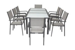 VILLANA Esstischgarnitur, Anthrazit/grau, Alu/Textil, Tisch 160/220 Cm, 8 Stapelstühle -Garden Ease Wohnen Verkaufe 9 13888.jpg