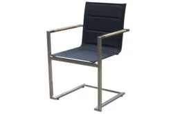 OUTFLEXX Set, Schwarz, Edelstahl/Teak, Tisch 180/240 X 100 Cm, 6 Stapelstühle Gepolstert -Garden Ease Wohnen Verkaufe 9 14137.jpg